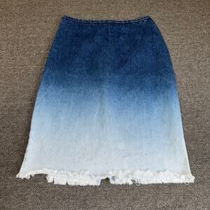 VENUS Denim Skirt‎ Junior's Medium Raw Hem Knee Length Jean Ombre Y2K Vintage